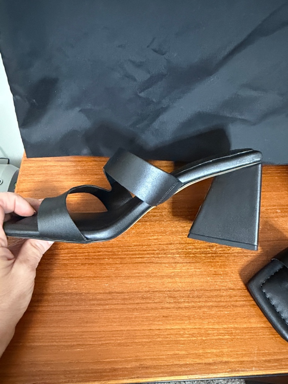 Matisse Black Crisscross Strap Square Toe Block Heels - Picture 4 of 5